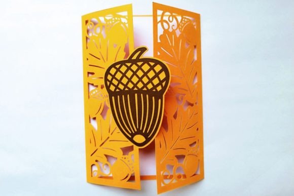 Acorn Invitation Card: 3D SVG for Thanksgiving