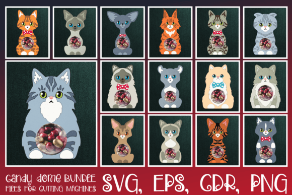 Cat Breeds Candy Dome Bundle: 3D SVG Shapes
