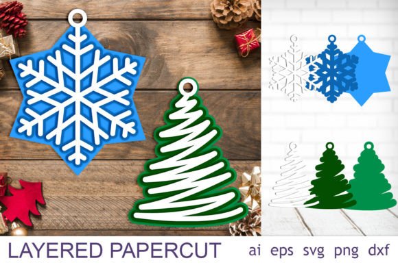 Christmas Decor 3d Layered Papercut for Laser Cutting