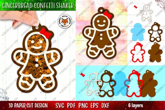Gingerbread Girl Confetti Shaker 3D SVG for Christmas