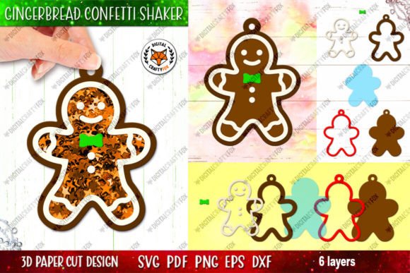 Gingerbread Man Confetti Shaker DIY: 3D SVG Christmas