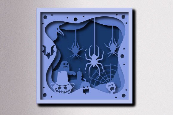 Halloween Shadow Box Papercut Svg: 3D SVG for Shadow Boxes