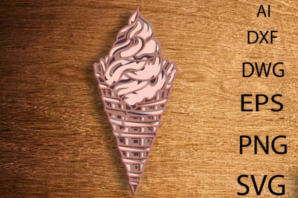 Layered Ice Cream SVG for Wall Decor & Laser Cutting