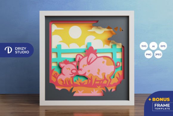 Mama Pig 3D SVG for Shadow Boxes