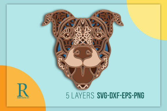 Multilayered Pit Bull Mandala 3D SVG for Other