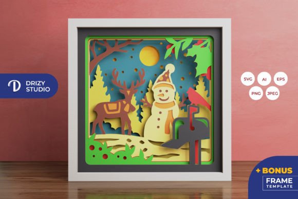Snowman and Deer 3D SVG for Christmas Branding